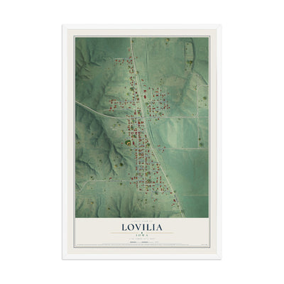Map of Lovilia, Iowa, 12 x 18 inch print in a white wood frame