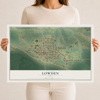 Map of Lowden, Iowa, 12 x 18 inch unframed archival matte print