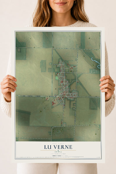 Map of Lu Verne, Iowa, 18 x 24 inch unframed archival matte print