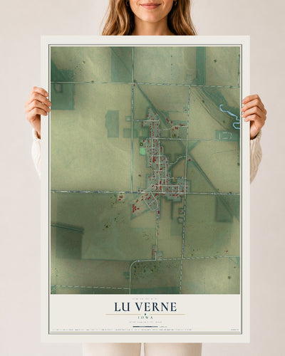 Map of Lu Verne, Iowa, 24 x 36 inch unframed archival matte print