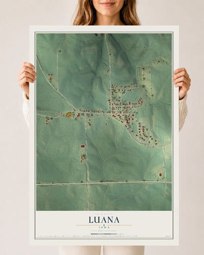 Map of Luana, Iowa, 24 x 36 inch unframed archival matte print