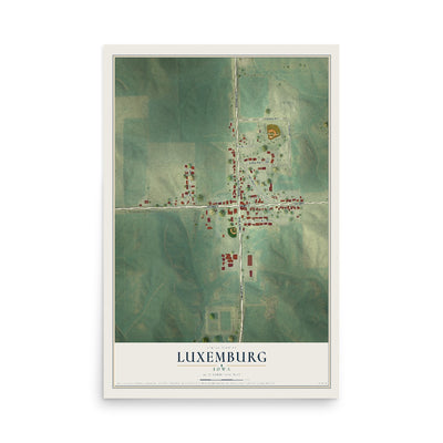 Map of Luxemburg, Iowa, 12 x 18 inch unframed archival matte print