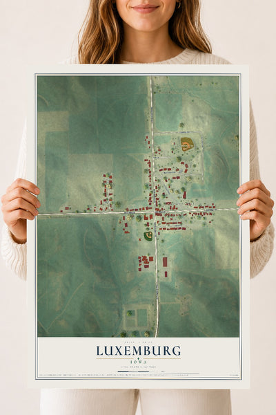 Map of Luxemburg, Iowa, 18 x 24 inch unframed archival matte print