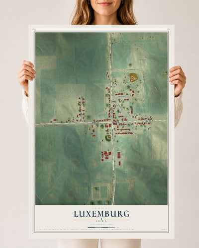 Map of Luxemburg, Iowa, 24 x 36 inch unframed archival matte print