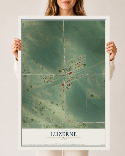 Map of Luzerne, Iowa, 24 x 36 inch unframed archival matte print