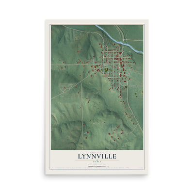 Map of Lynnville, Iowa, 12 x 18 inch unframed archival matte print