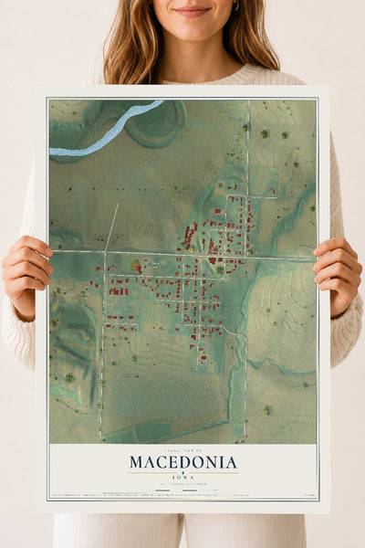 Map of Macedonia, Iowa, 18 x 24 inch unframed archival matte print