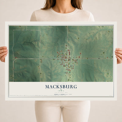 Map of Macksburg, Iowa, 18 x 24 inch unframed archival matte print