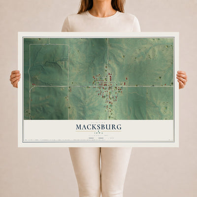 Map of Macksburg, Iowa, 24 x 36 inch unframed archival matte print
