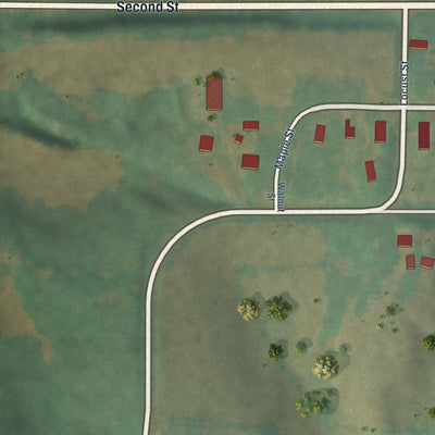 Second close-up of the map of Magnolia, Iowa print showing more streets and buildings