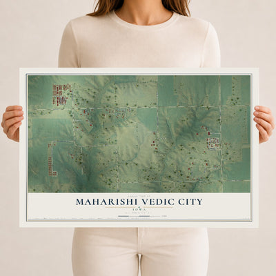 Map of Maharishi Vedic City, Iowa, 12 x 18 inch unframed archival matte print