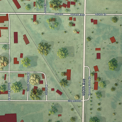 Second close-up of the map of Mallard, Iowa print showing more streets and buildings