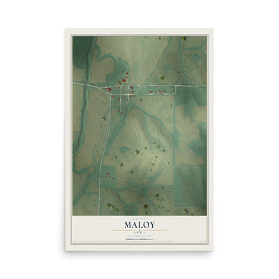 Map of Maloy, Iowa, 12 x 18 inch unframed archival matte print
