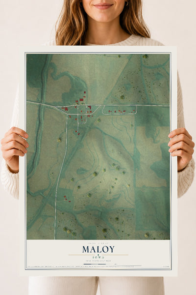 Map of Maloy, Iowa, 18 x 24 inch unframed archival matte print