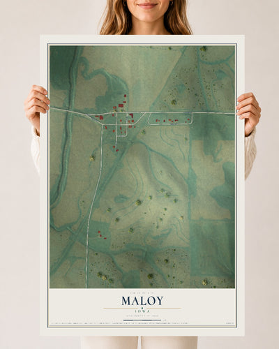 Map of Maloy, Iowa, 24 x 36 inch unframed archival matte print