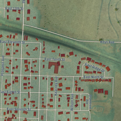 Second close-up of the map of Malvern, Iowa print showing more streets and buildings