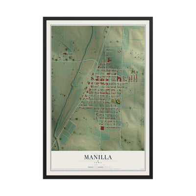 Map of Manilla, Iowa, 12 x 18 inch print in a black wood frame