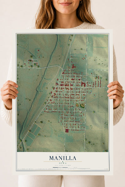 Map of Manilla, Iowa, 18 x 24 inch unframed archival matte print