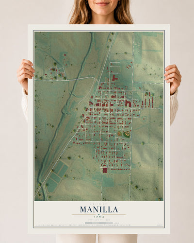 Map of Manilla, Iowa, 24 x 36 inch unframed archival matte print