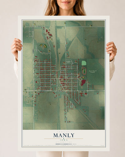 Map of Manly, Iowa, 24 x 36 inch unframed archival matte print