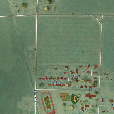 Second close-up of the map of Manson, Iowa print showing more streets and buildings