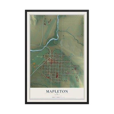 Map of Mapleton, Iowa, 12 x 18 inch print in a black wood frame