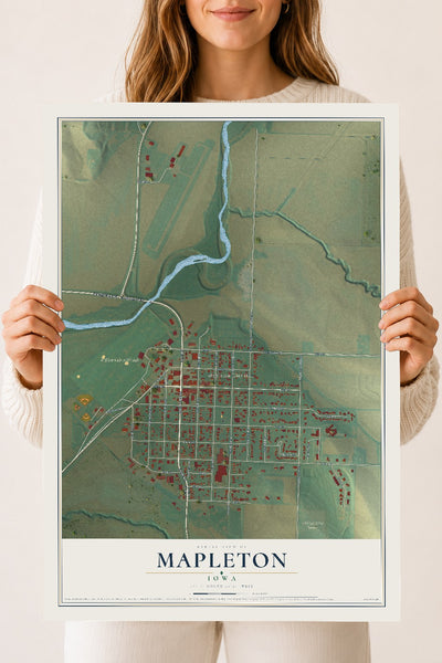 Map of Mapleton, Iowa, 18 x 24 inch unframed archival matte print