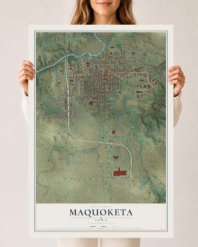 Map of Maquoketa, Iowa, 24 x 36 inch unframed archival matte print