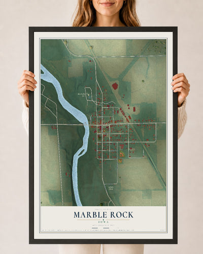 Map of Marble Rock, Iowa, 24 x 36 inch print in a black wood frame