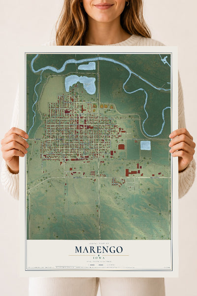 Map of Marengo, Iowa, 18 x 24 inch unframed archival matte print