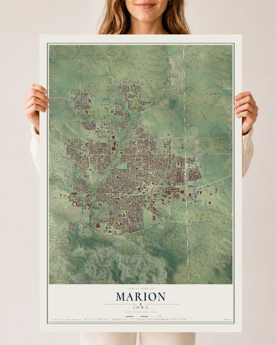 Map of Marion, Iowa, 24 x 36 inch unframed archival matte print