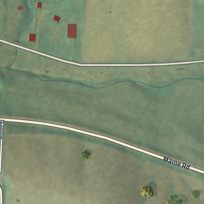 Second close-up of the map of Marne, Iowa print showing more streets and buildings
