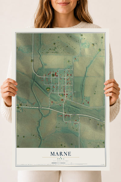 Map of Marne, Iowa, 18 x 24 inch unframed archival matte print