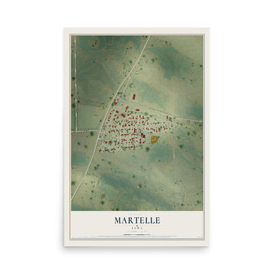 Map of Martelle, Iowa, 12 x 18 inch unframed archival matte print