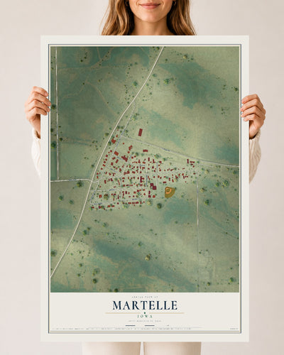 Map of Martelle, Iowa, 24 x 36 inch unframed archival matte print