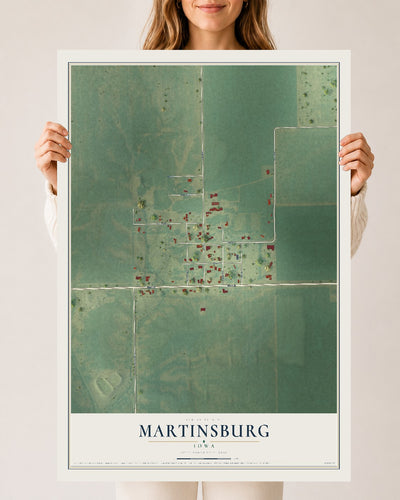 Map of Martinsburg, Iowa, 24 x 36 inch unframed archival matte print