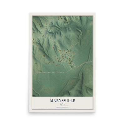 Map of Marysville, Iowa, 12 x 18 inch unframed archival matte print