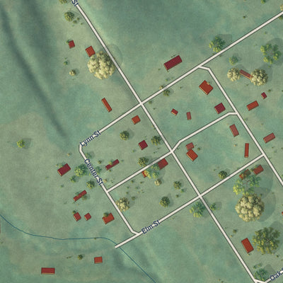Close-up of the map of Marysville, Iowa print showing street and building detail