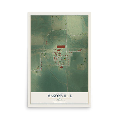 Map of Masonville, Iowa, 12 x 18 inch unframed archival matte print