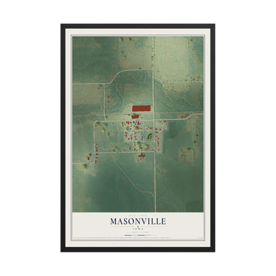 Map of Masonville, Iowa, 12 x 18 inch print in a black wood frame