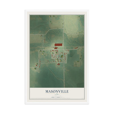 Map of Masonville, Iowa, 12 x 18 inch print in a white wood frame