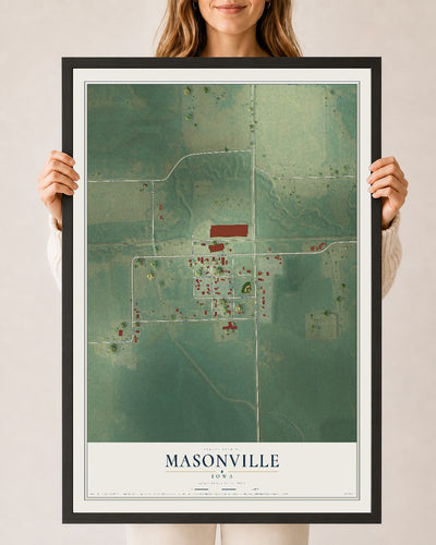 Map of Masonville, Iowa, 24 x 36 inch print in a black wood frame