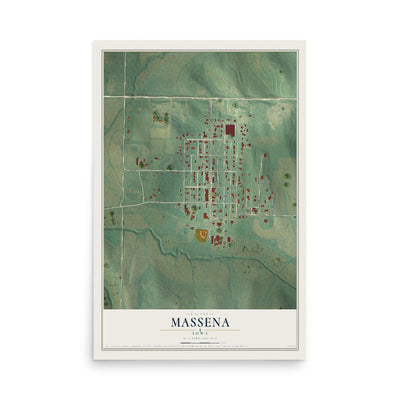 Map of Massena, Iowa, 12 x 18 inch unframed archival matte print