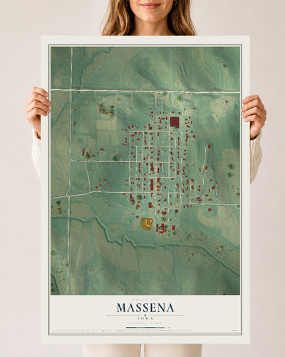 Map of Massena, Iowa, 24 x 36 inch unframed archival matte print