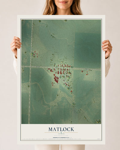 Map of Matlock, Iowa, 24 x 36 inch unframed archival matte print
