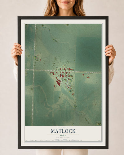 Map of Matlock, Iowa, 24 x 36 inch print in a black wood frame