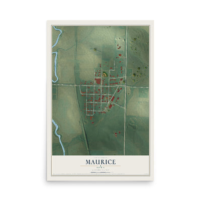 Map of Maurice, Iowa, 12 x 18 inch unframed archival matte print