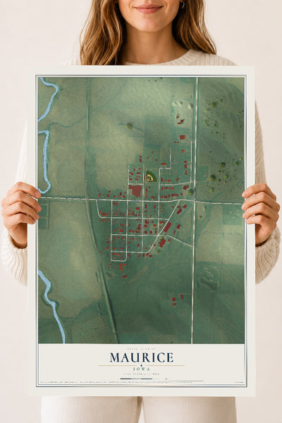 Map of Maurice, Iowa, 18 x 24 inch unframed archival matte print