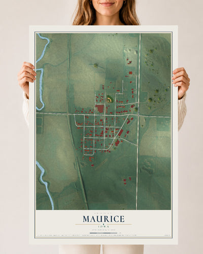Map of Maurice, Iowa, 24 x 36 inch unframed archival matte print