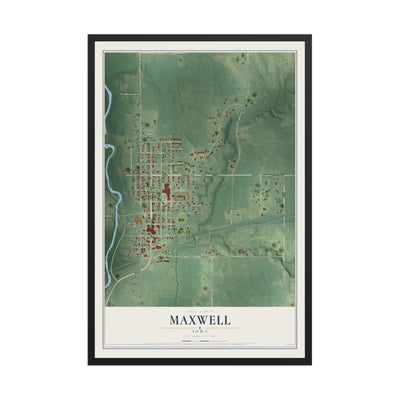 Map of Maxwell, Iowa, 12 x 18 inch print in a black wood frame